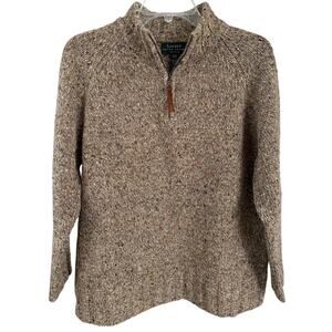Ralph Lauren Vintage 90s Lambwool Speckled Brown Mockneck Quarter Zip Nordic P/S